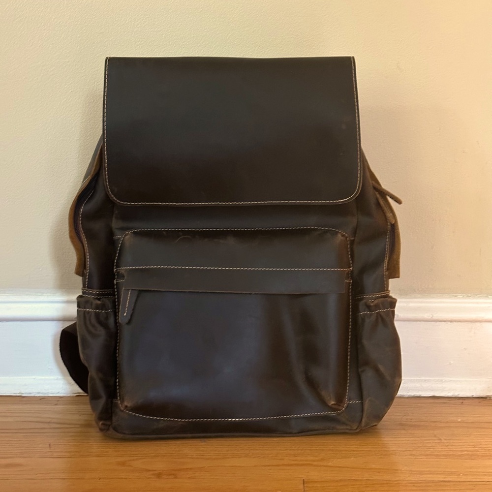 Tiding Genuine Leather Backpack 16 Inch Laptop Backpack Bag Daypack